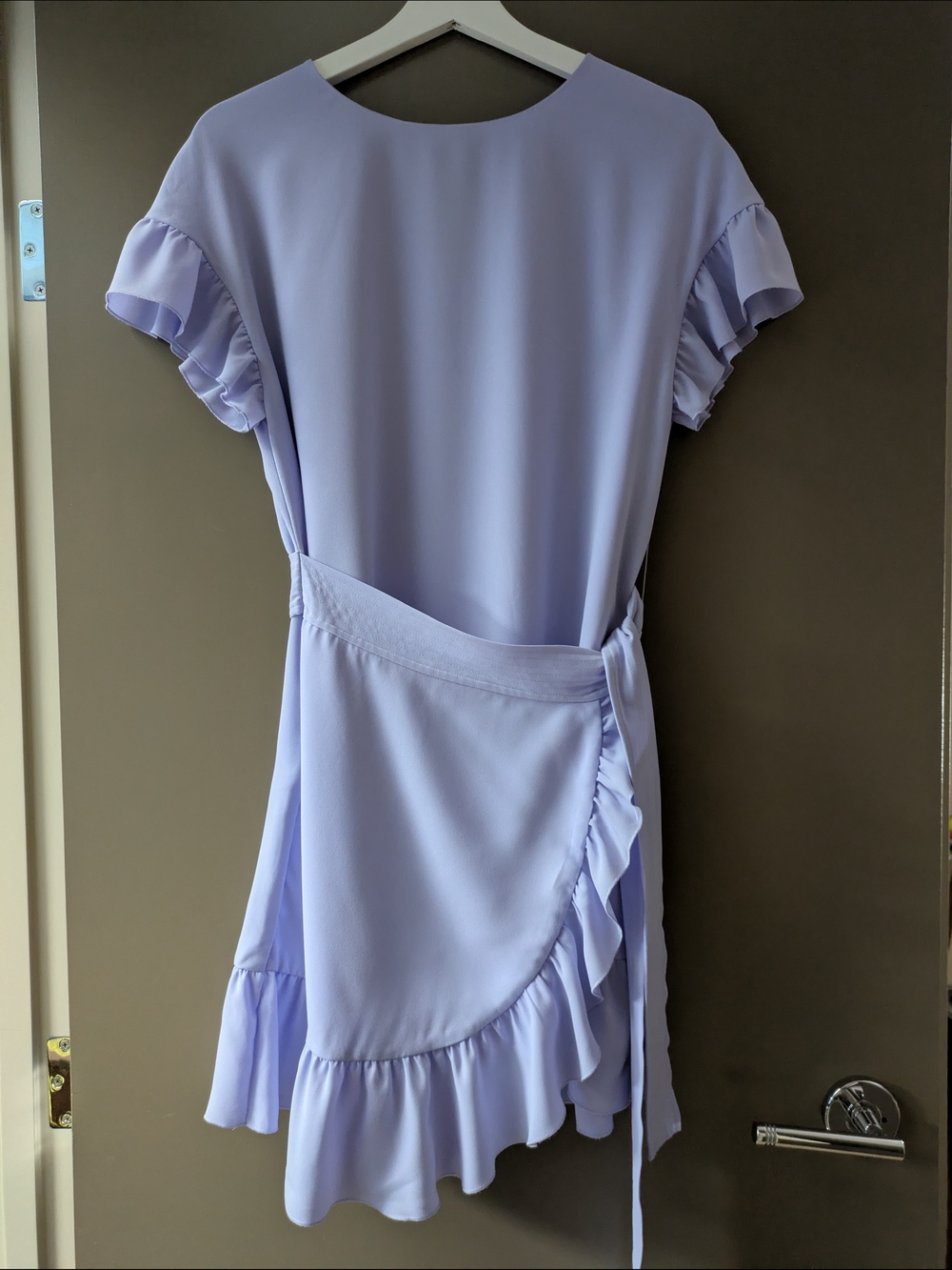 Wilfred Ninette Dress Lilac Lavender Ruffle Wrap Mini Dress XS Wedding Guest - Picture 5 of 9